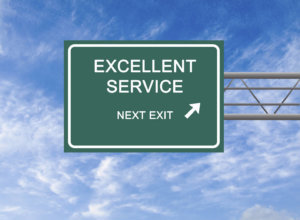 Road sign to excellent service