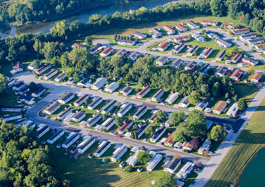trailer park seen from above